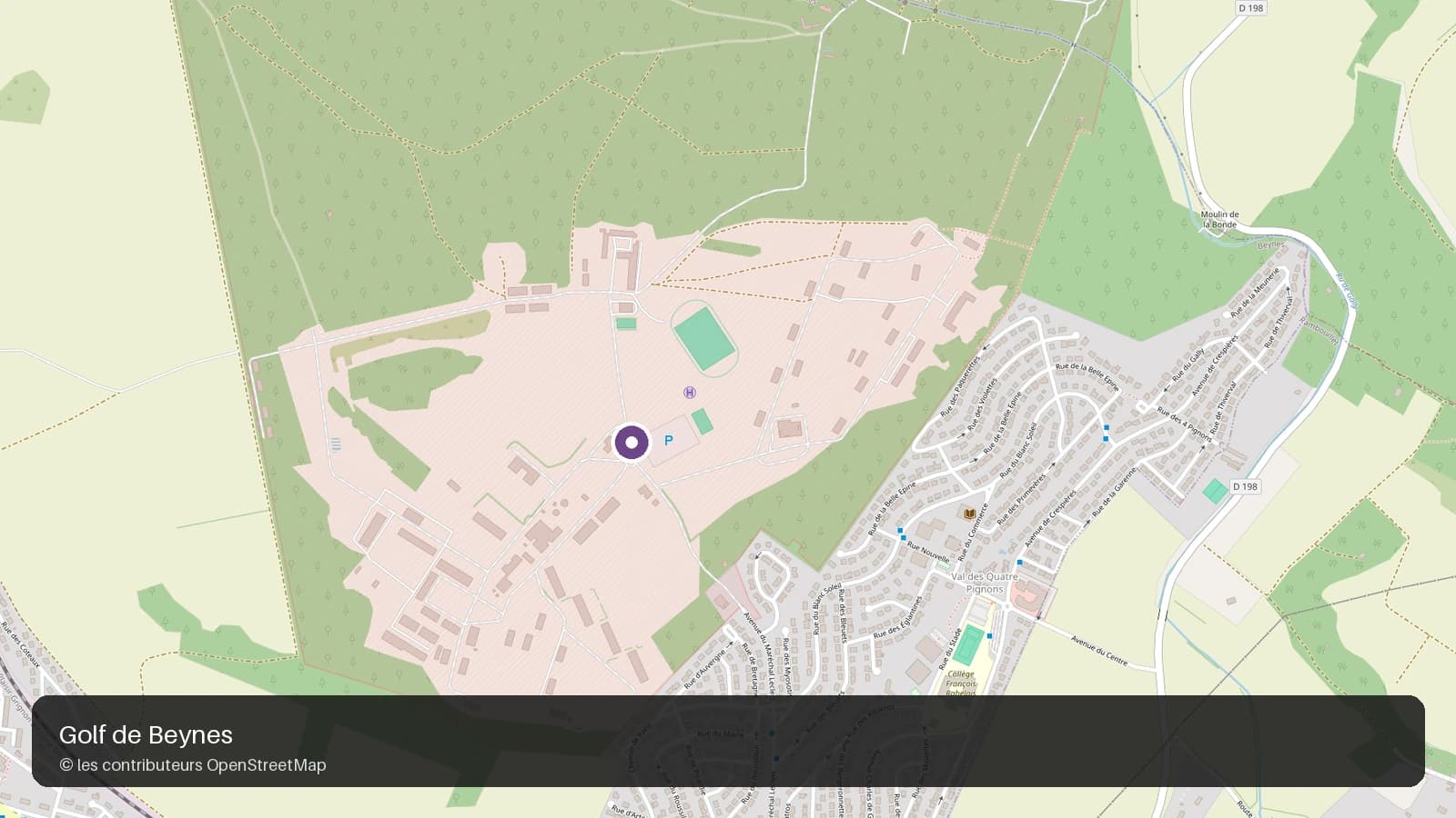 Carte du Golf de Beynes dans le camp de Frileuse.