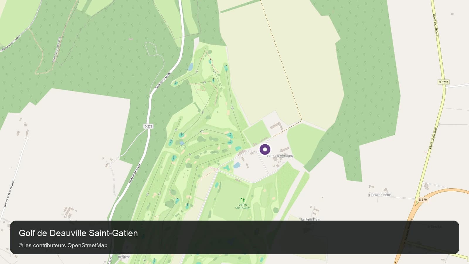 Carte de localisation de Golf de Deauville Saint-Gatien dans le Calvados.