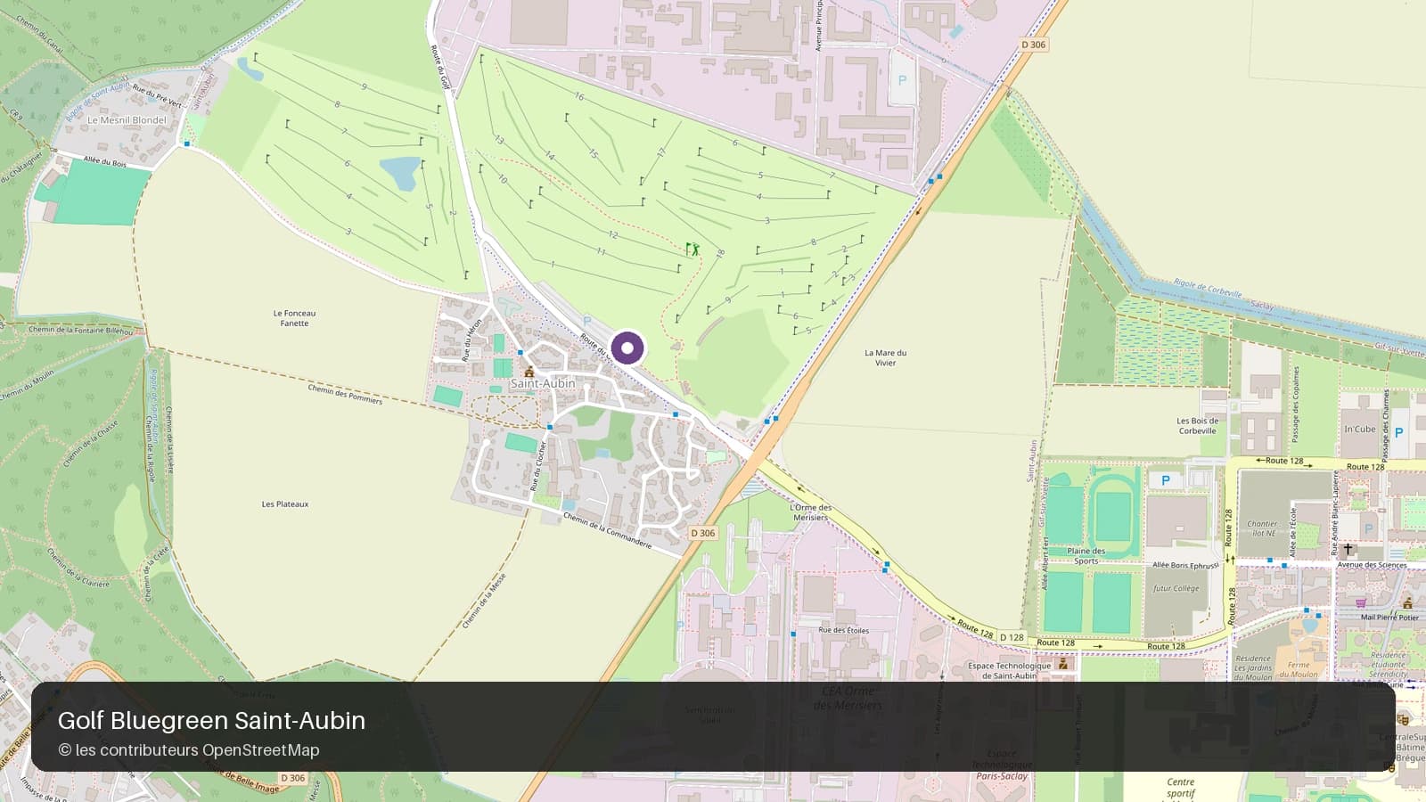 Carte du Golf Bluegreen Saint-Aubin en Essonne.