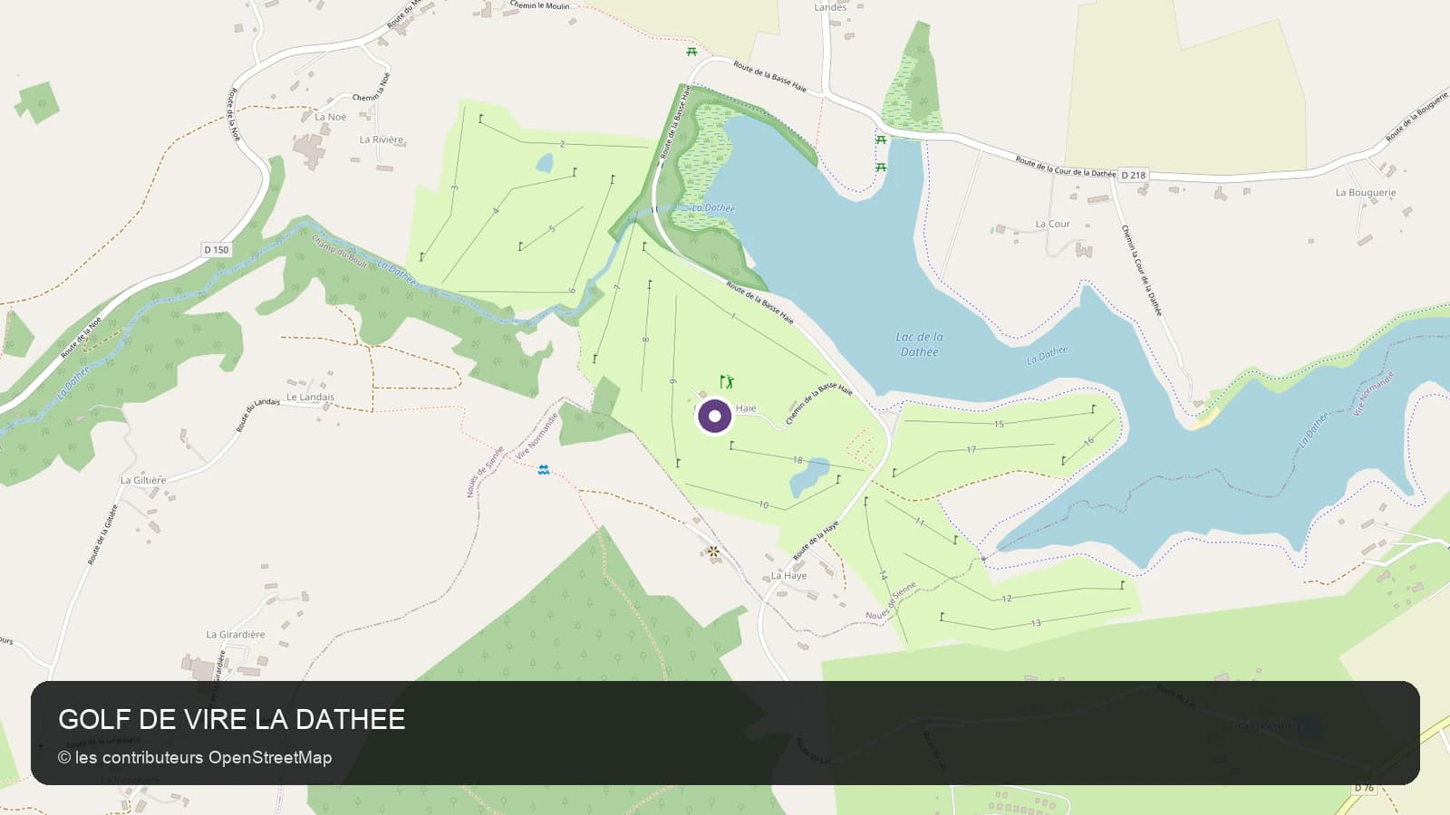 Carte de localisation de GOLF DE VIRE LA DATHEE dans le Calvados.